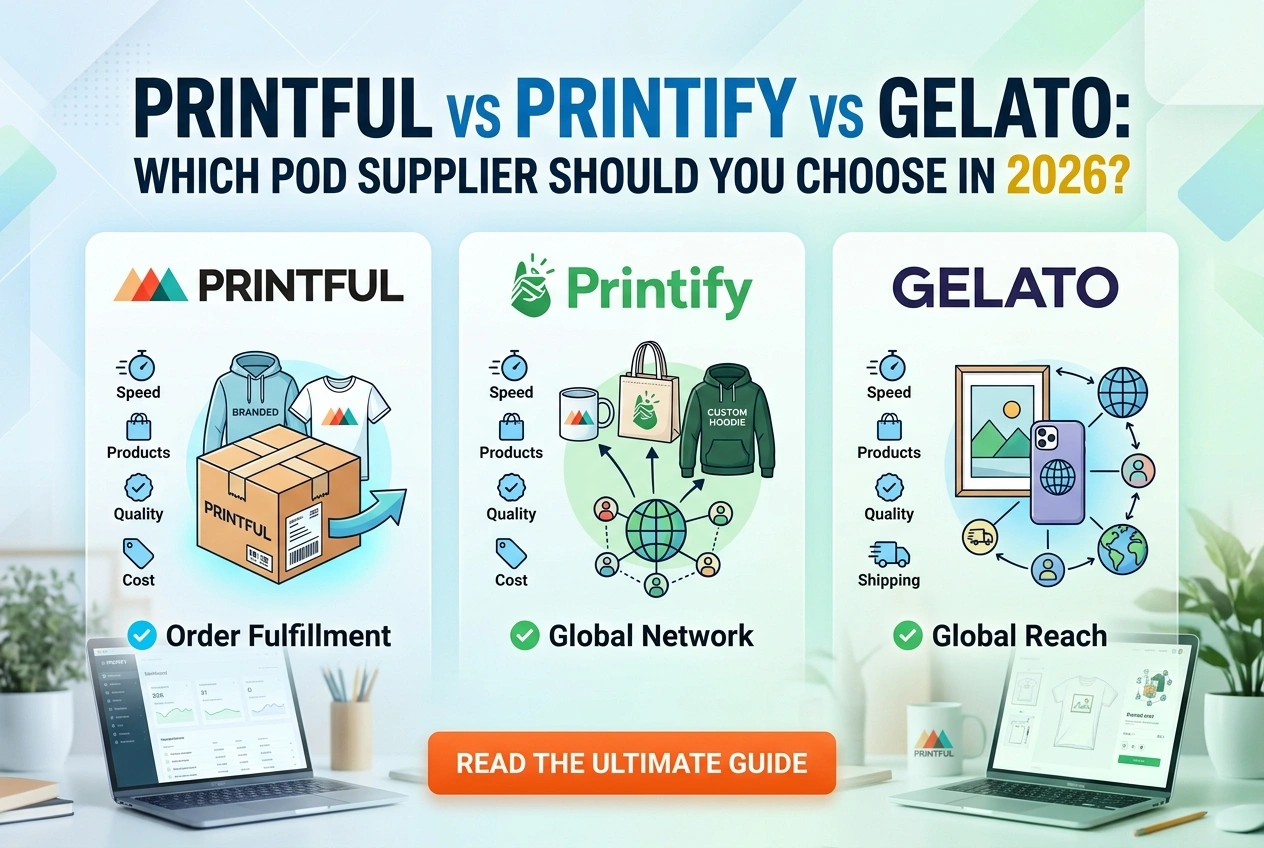 Printful vs Printify vs Gelato: Which POD Supplier Should You Choose in 2026?