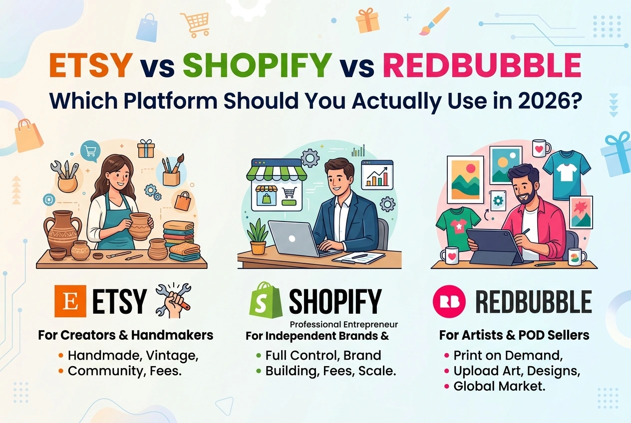 Etsy vs Shopify vs Redbubble: Which Platform Should You Actually Use in 2026?