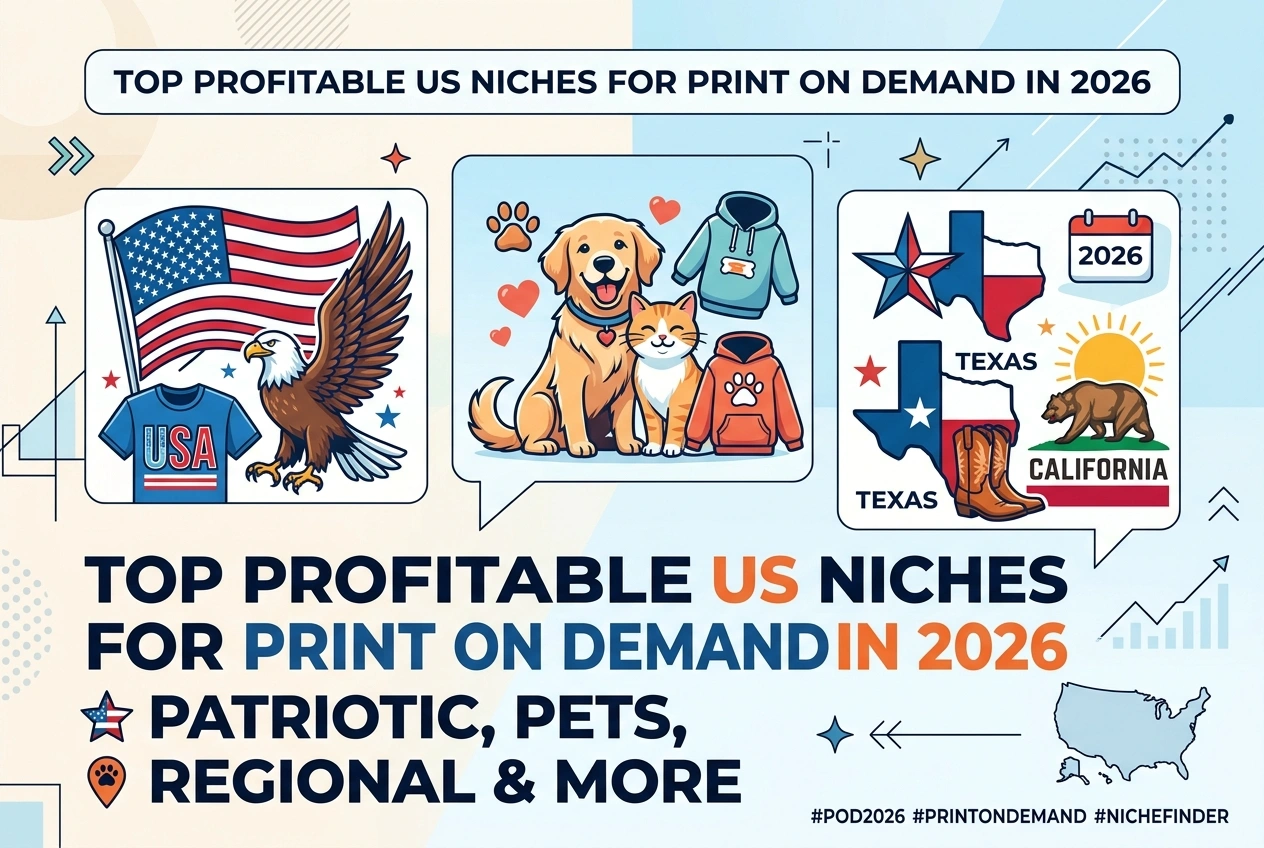 Top Profitable US Niches for Print on Demand in 2026: Patriotic, Pets, Regional & More