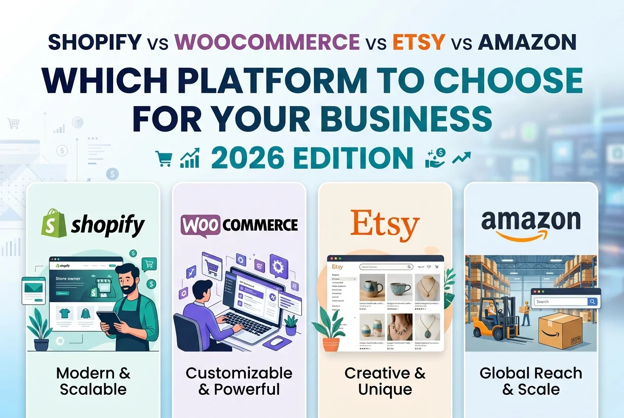 Shopify vs WooCommerce vs Etsy vs Amazon: Which Platform to Choose for Your Business 2026